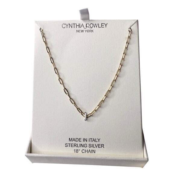 Cynthia Rowley Sterling Silver Necklace Gold 18'" Chain Rope Link Italy New Box - Picture 8 of 8